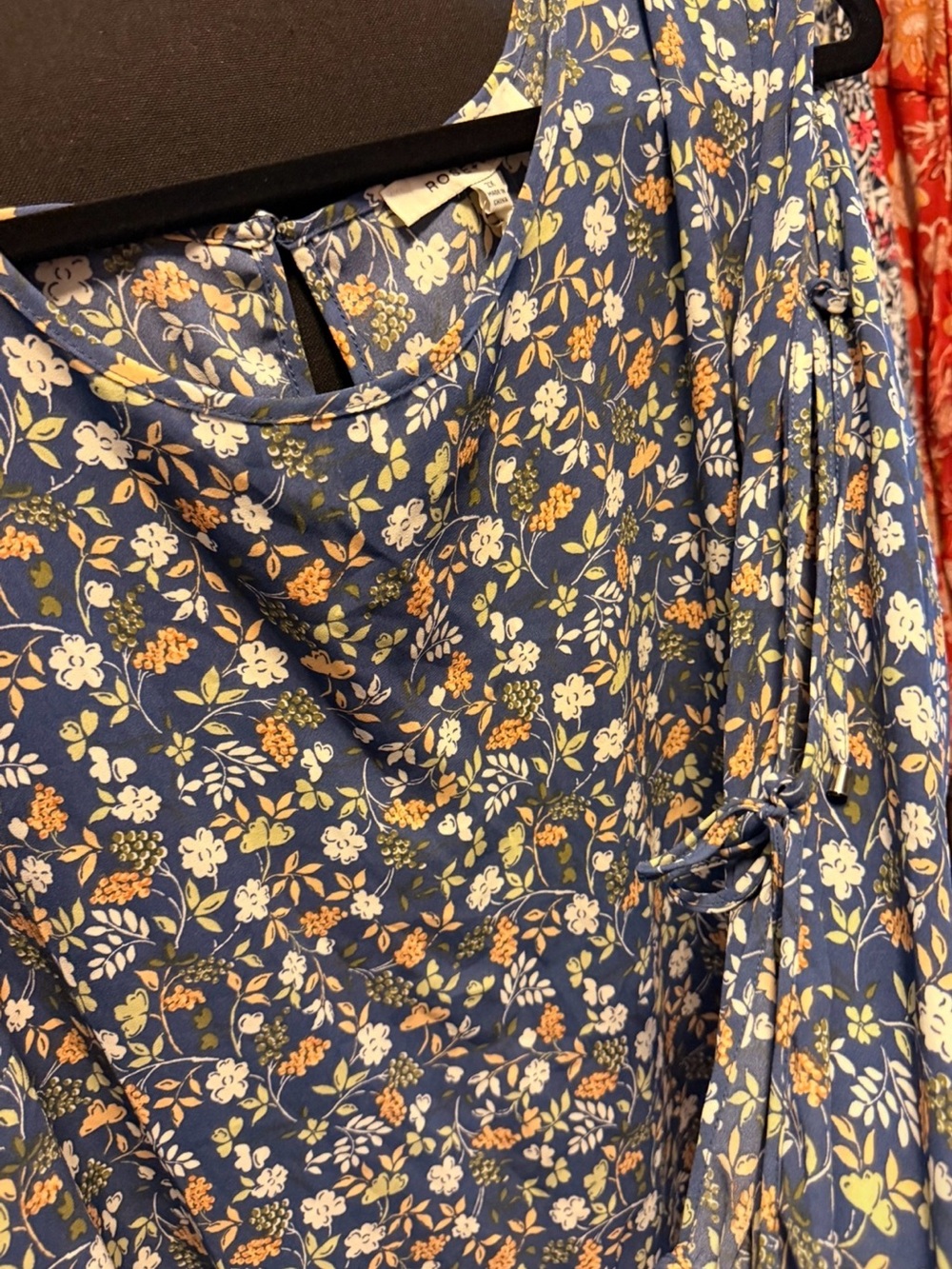 Rose & Olive Navy Blue Floral Long Sleeve Wrap Dress